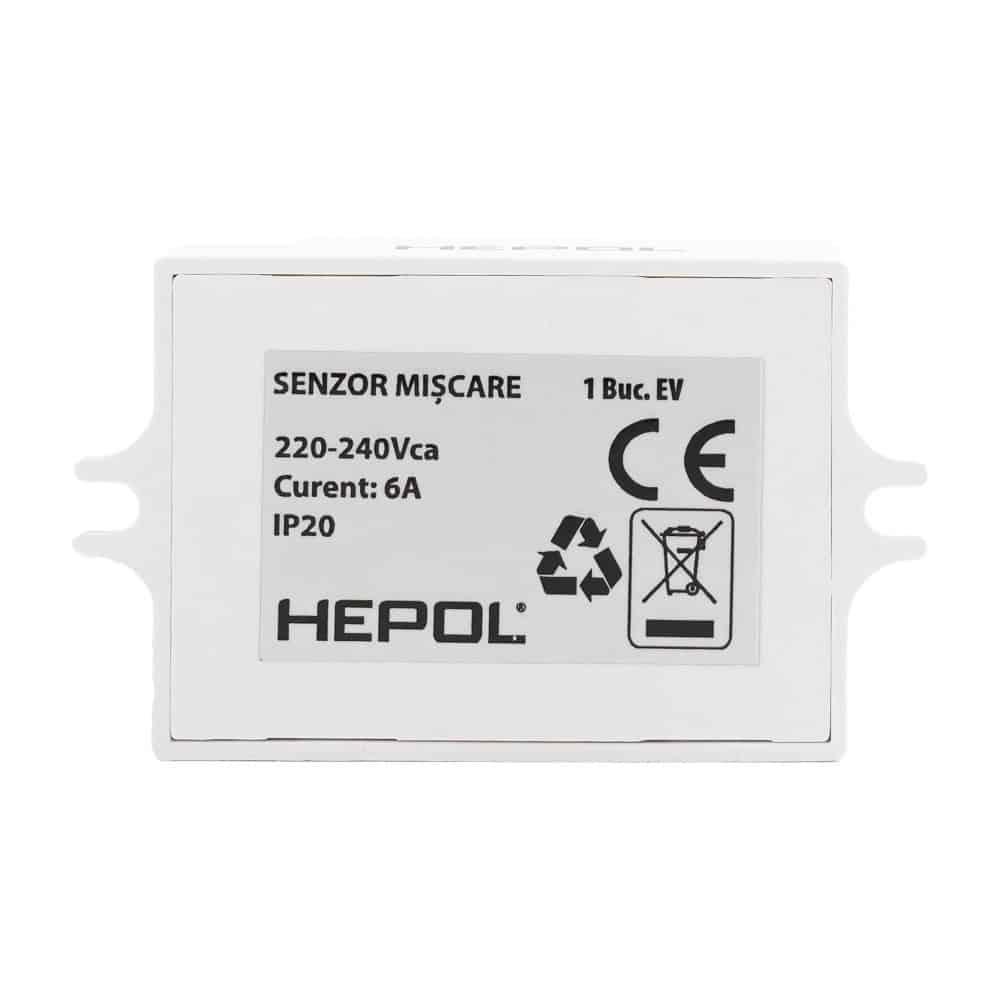 Senzor de miscare HEPOL,8m, 360 grade, IP20, alb
