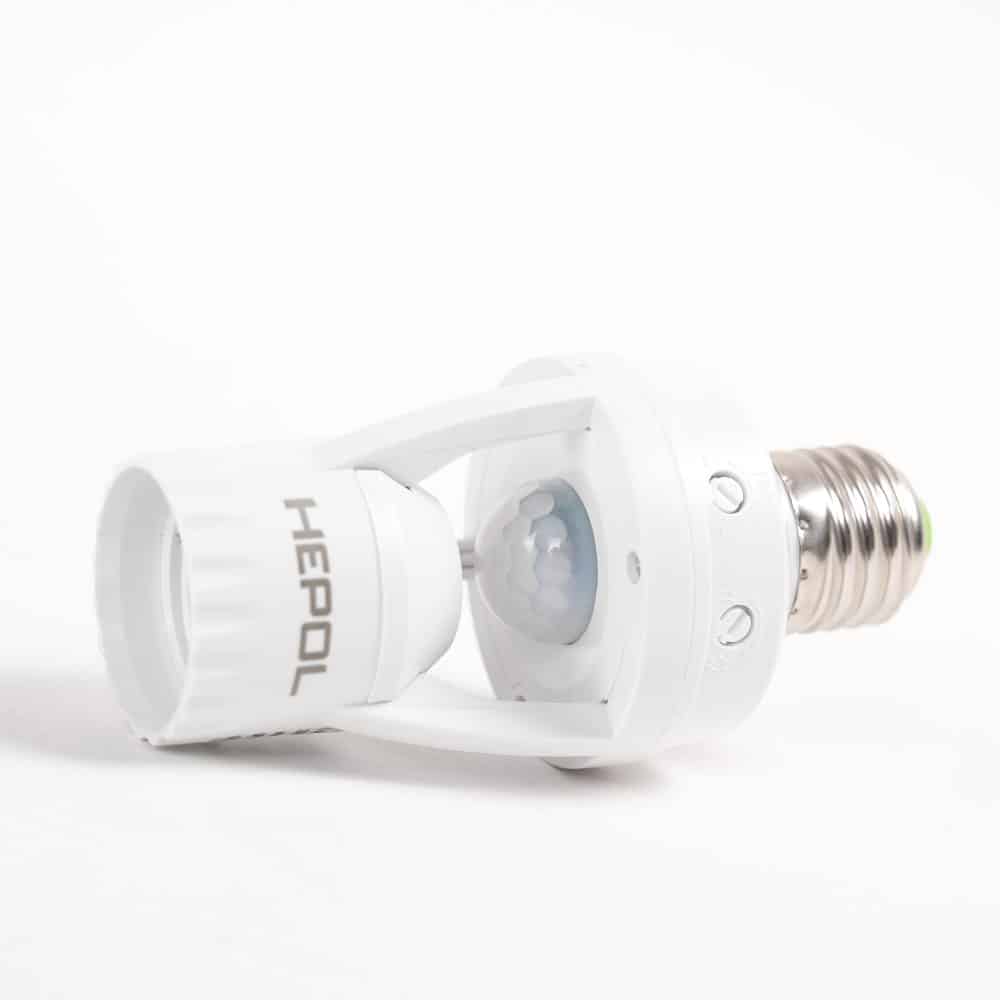Senzor de miscare HEPOL, dulie E27, 360 grade, IP20, alb