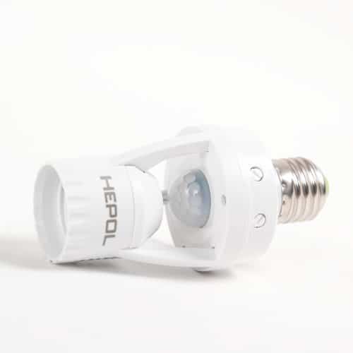 Senzor de miscare HEPOL, dulie E27, 360 grade, IP20, alb