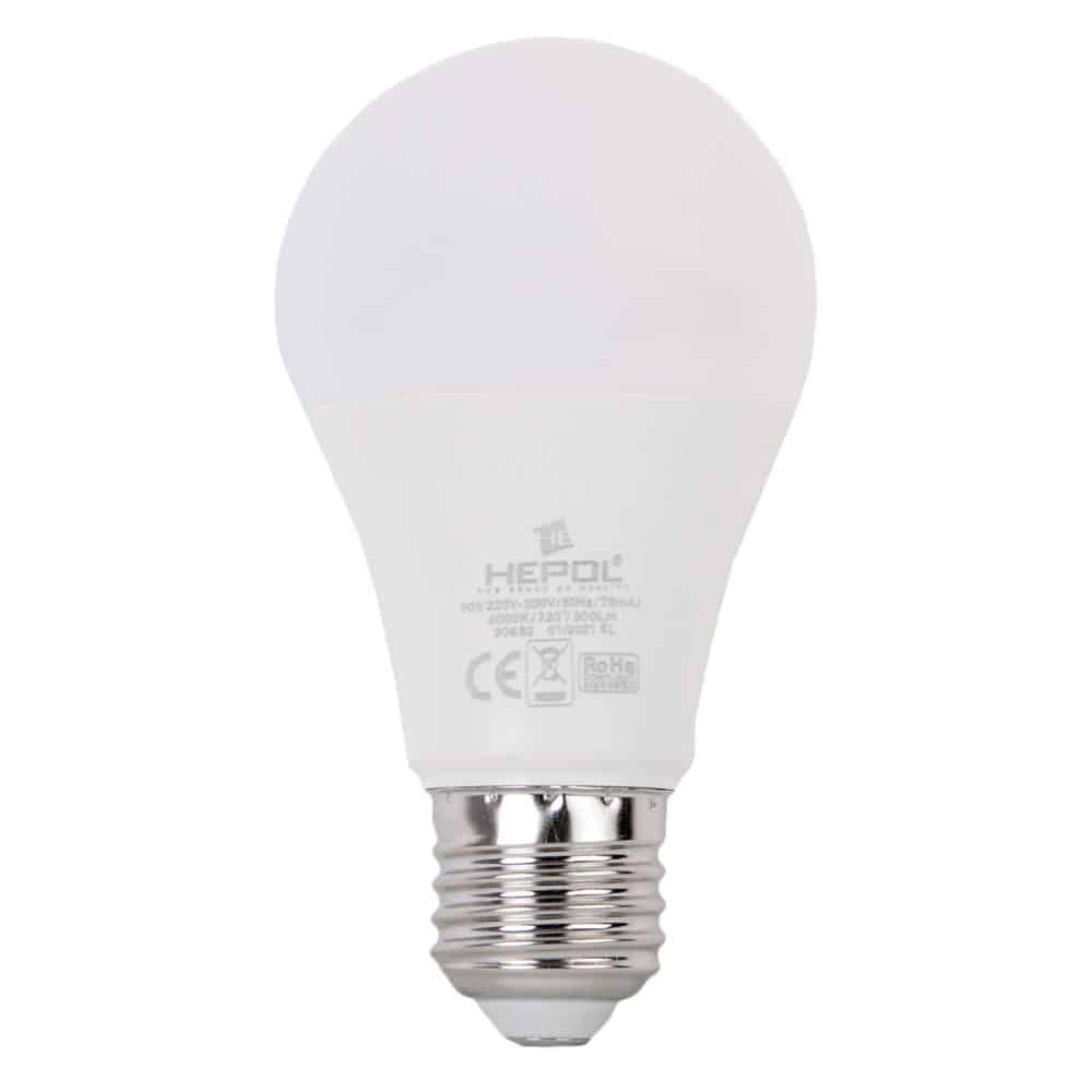 Bec LED HEPOL, forma A60, E27, 10W, 25000 ore, 4000K