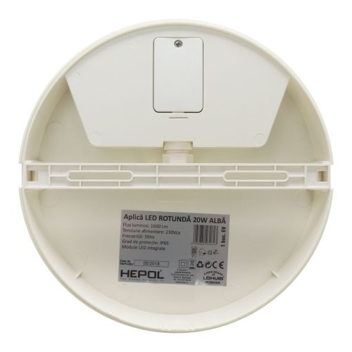 Aplica LED rotunda HEPOL, aparent/PT, 20W, lumina rece