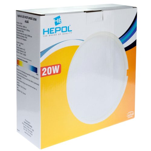 Aplica LED rotunda HEPOL, aparent/PT, 20W, lumina rece