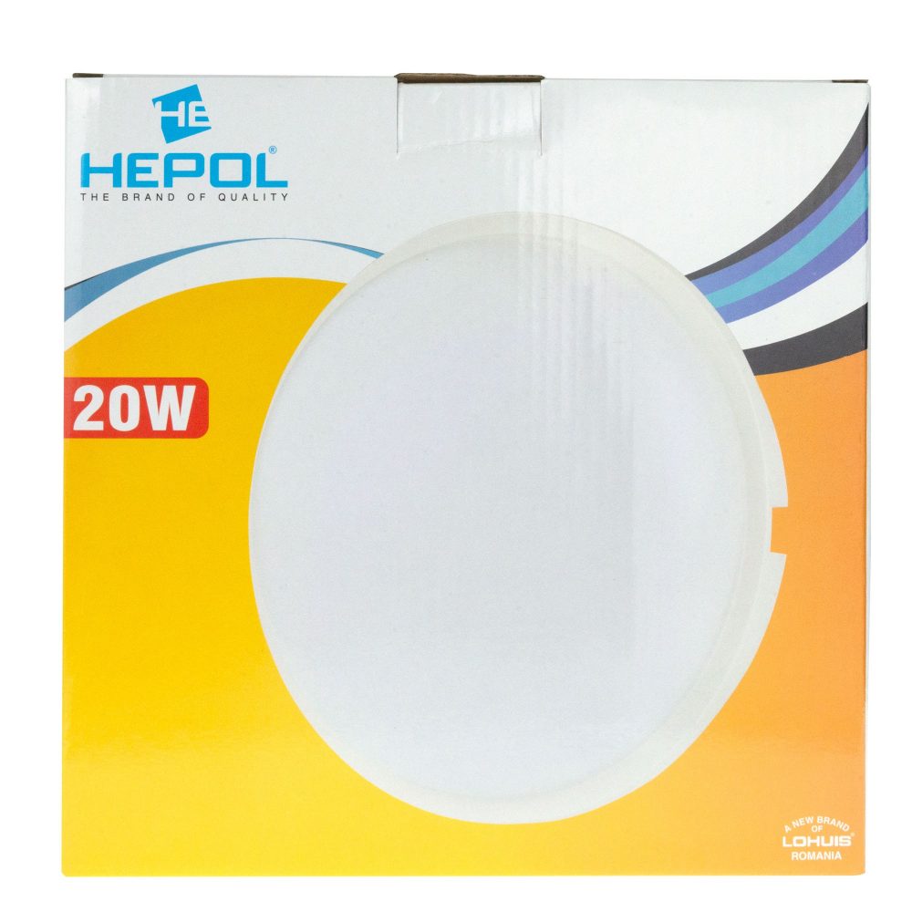 Aplica LED rotunda HEPOL, aparent/PT, 20W, lumina rece