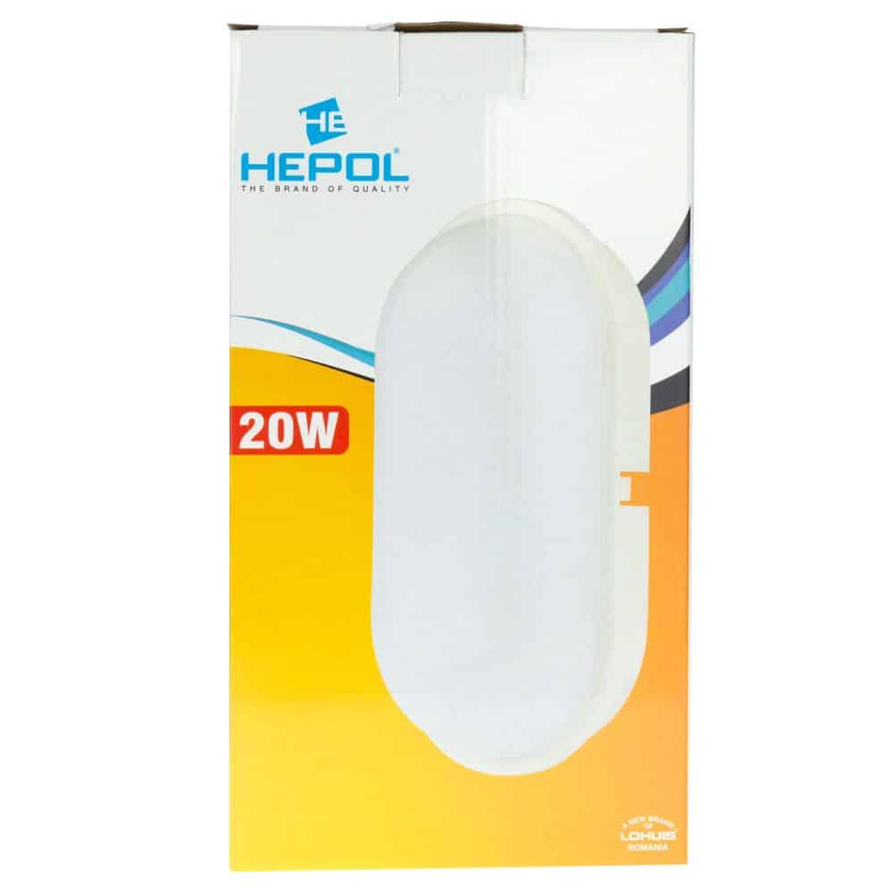 Aplica LED ovala HEPOL, aparent/PT, 20W, lumina rece