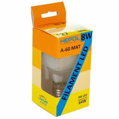 Bec LED filament LOHUIS, forma A60, MAT, E27, 8W, 25000 ore, lumina neutrala