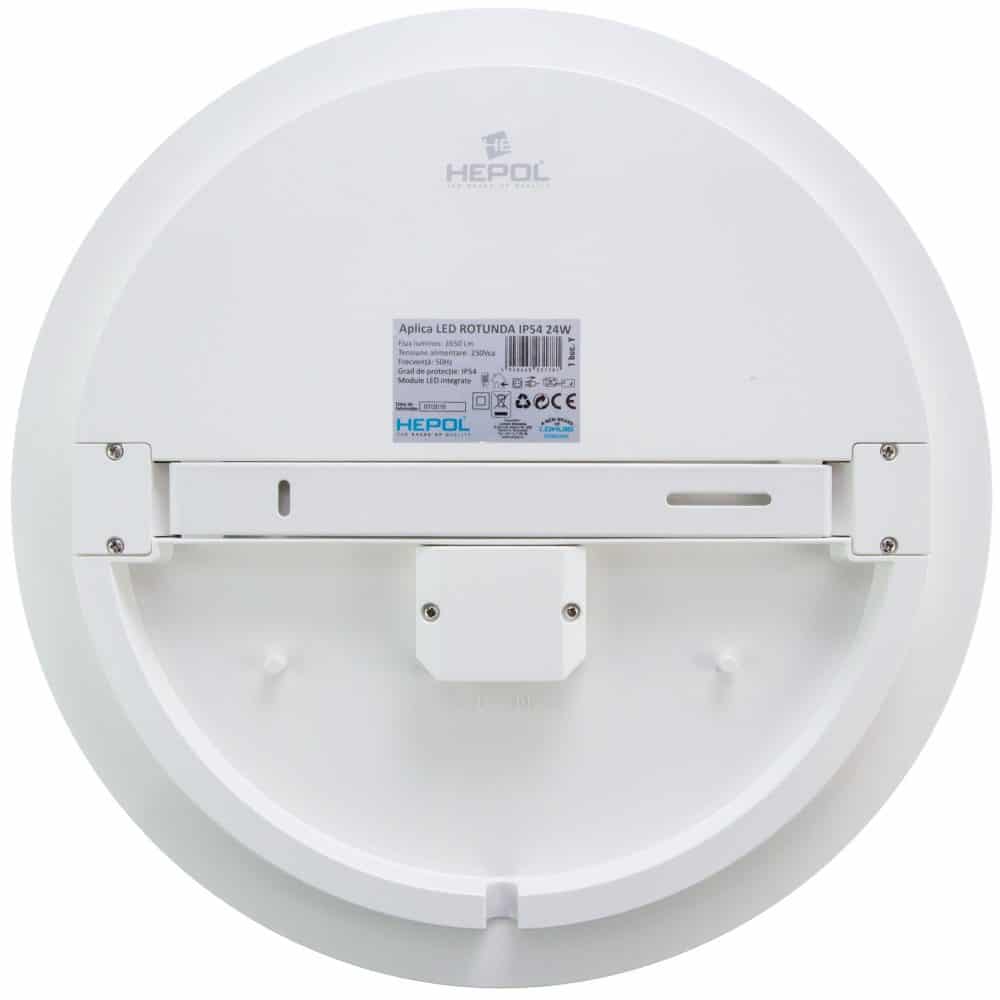 Aplica LED rotunda HEPOL, aparent/PT, 24W, IP54, lumina rece