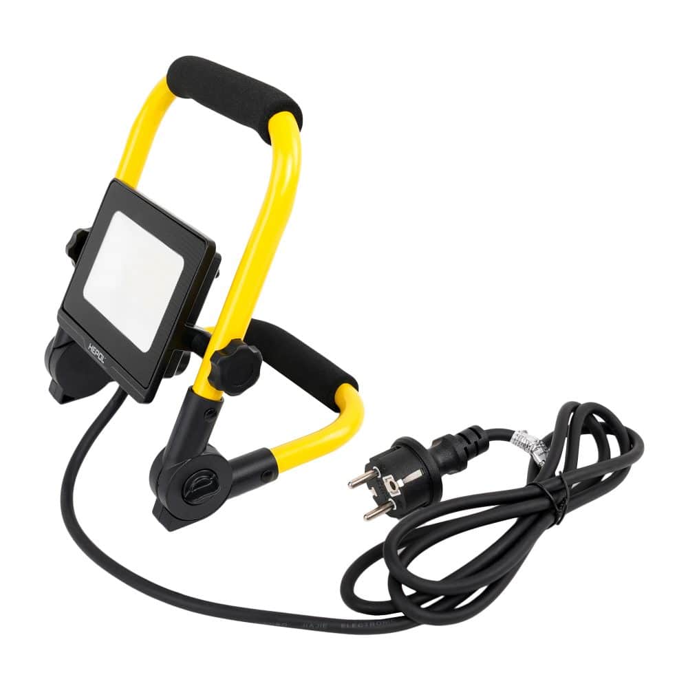 Proiector LED HEPOL, cu stativ pliabil, IP65, 20W, galben/negru, lumina rece