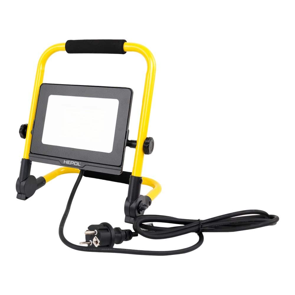 Proiector LED HEPOL, cu stativ pliabil, IP65, 50W, galben/negru, lumina rece