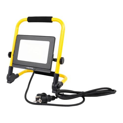 Proiector LED HEPOL, cu stativ pliabil, IP65, 50W, galben/negru, lumina rece