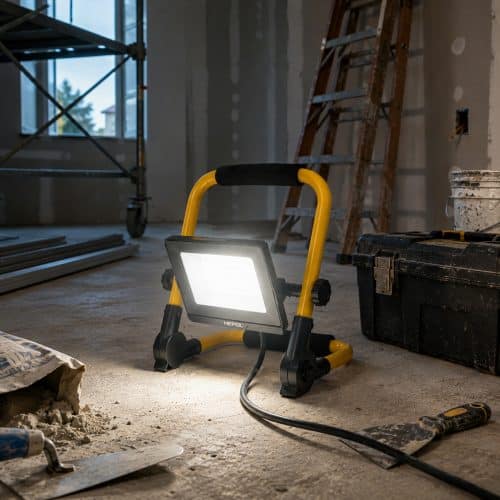 Proiector LED HEPOL, cu stativ pliabil, IP65, 50W, galben/negru, lumina rece