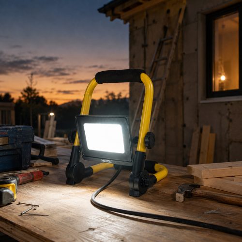 Proiector LED HEPOL, cu stativ pliabil, IP65, 20W, galben/negru, lumina rece
