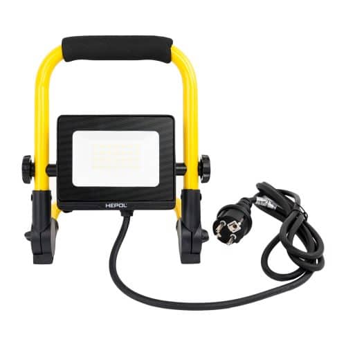 Proiector LED HEPOL, cu stativ pliabil, IP65, 20W, galben/negru, lumina rece