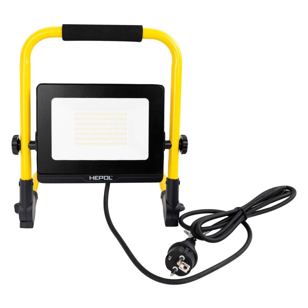 Proiector LED HEPOL, cu stativ pliabil, IP65, 50W, galben/negru, lumina rece