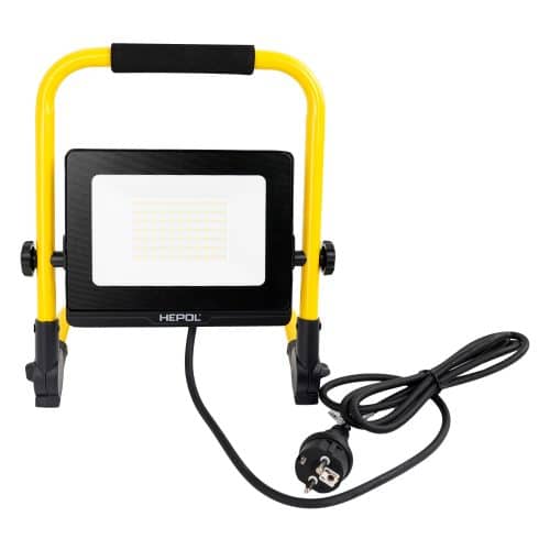 Proiector LED HEPOL, cu stativ pliabil, IP65, 50W, galben/negru, lumina rece