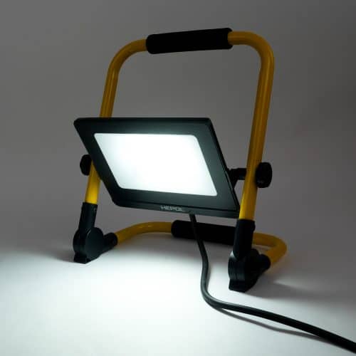 Proiector LED HEPOL, cu stativ pliabil, IP65, 50W, galben/negru, lumina rece