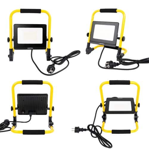 Proiector LED HEPOL, cu stativ pliabil, IP65, 50W, galben/negru, lumina rece