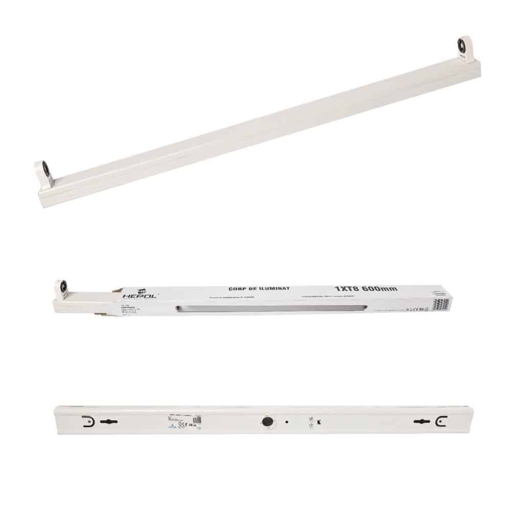 Corp iluminat HEPOL FLY, pentru tub LED, IP20, G13, 1x600mm, alb