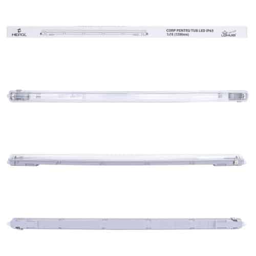 Corp iluminat HEPOL, pentru tub LED, IP65, G13, 1xT8, 1200mm, gri