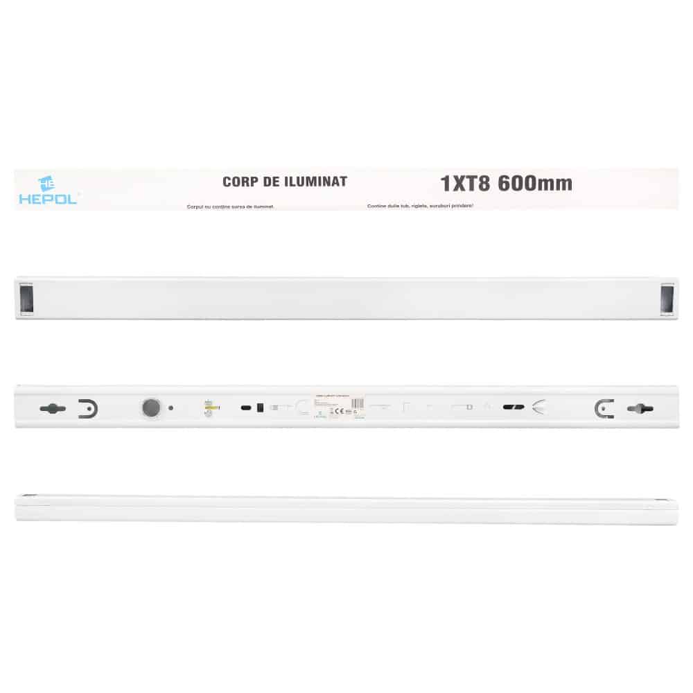 Corp iluminat HEPOL FLY, pentru tub LED, IP20, G13, 1x600mm, alb