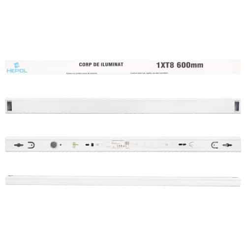 Corp iluminat HEPOL FLY, pentru tub LED, IP20, G13, 1x600mm, alb
