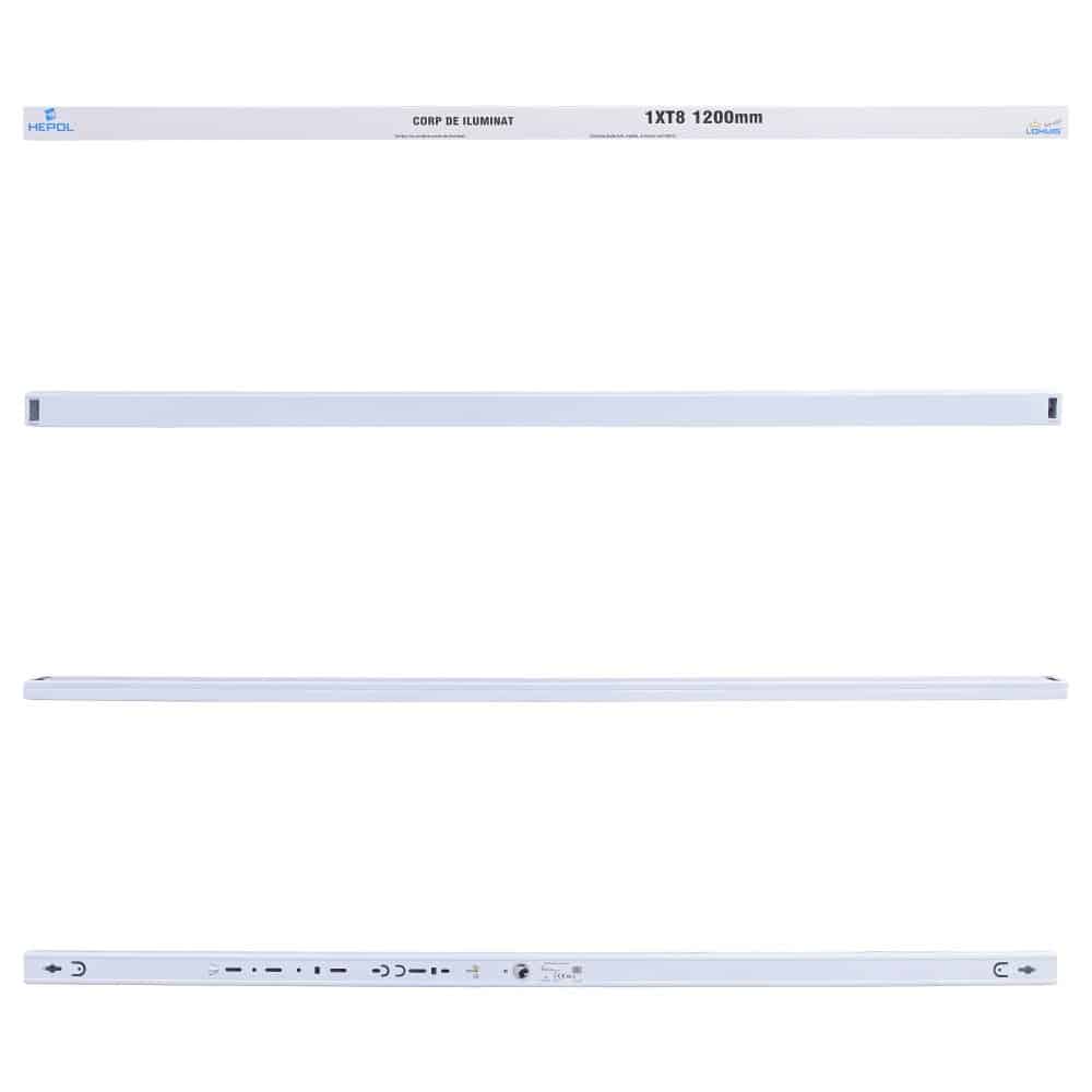 Corp iluminat HEPOL FLY, pentru tub LED, IP20, G13, 1x1200mm, alb