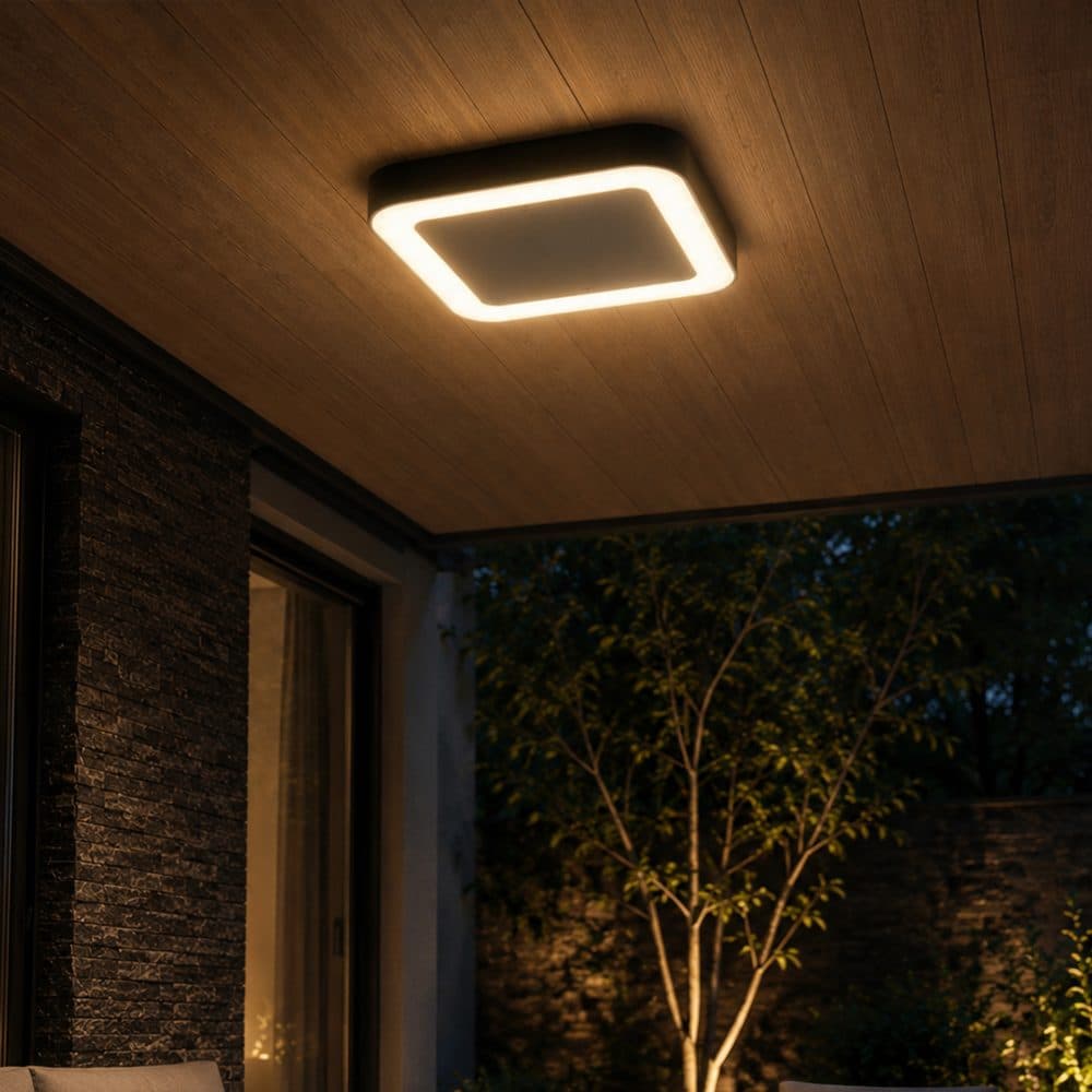 Aplica LED antracit patrata IP54, 16W, 280x280mm, 4000K, HEPOL