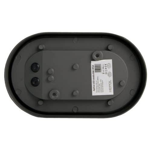 Aplica LED antracit ovala IP54, 8W, 202x123mm, 4000K, HEPOL