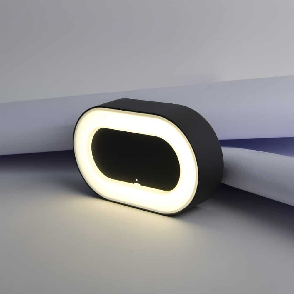 Aplica LED antracit ovala IP54, 8W, 202x123mm, 4000K, HEPOL