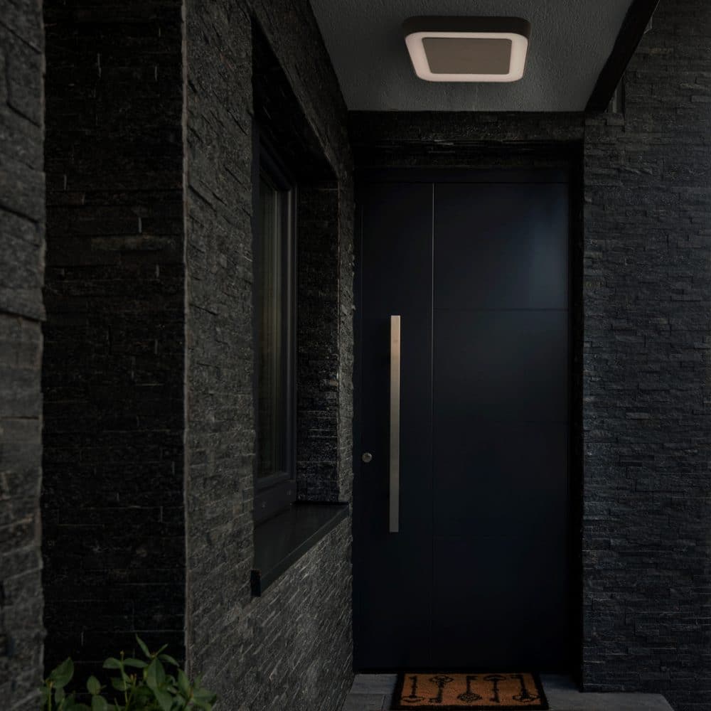 Aplica LED antracit patrata IP54, 10W, 202x202mm, 4000K, HEPOL