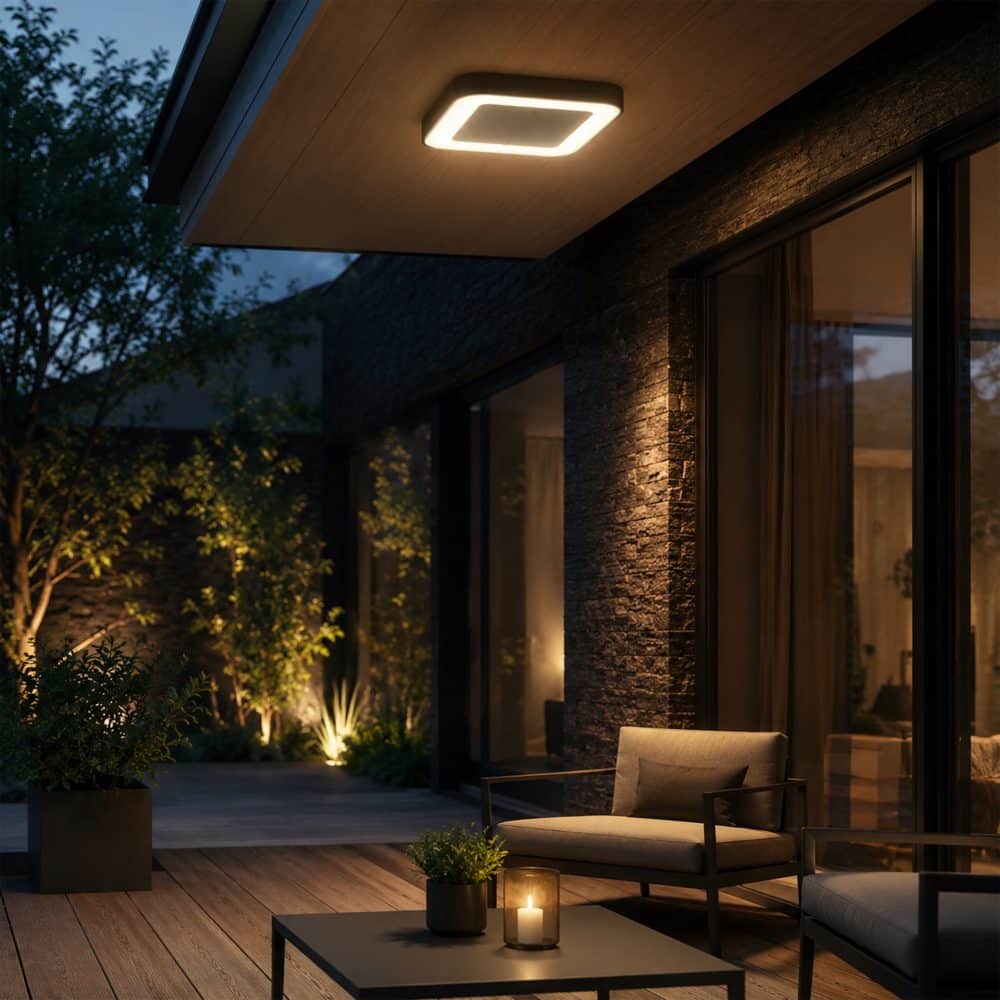 Aplica LED antracit patrata IP54, 16W, 280x280mm, 4000K, HEPOL