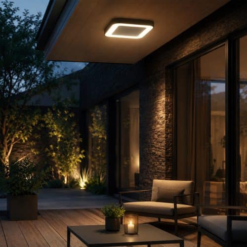 Aplica LED antracit patrata IP54, 16W, 280x280mm, 4000K, HEPOL