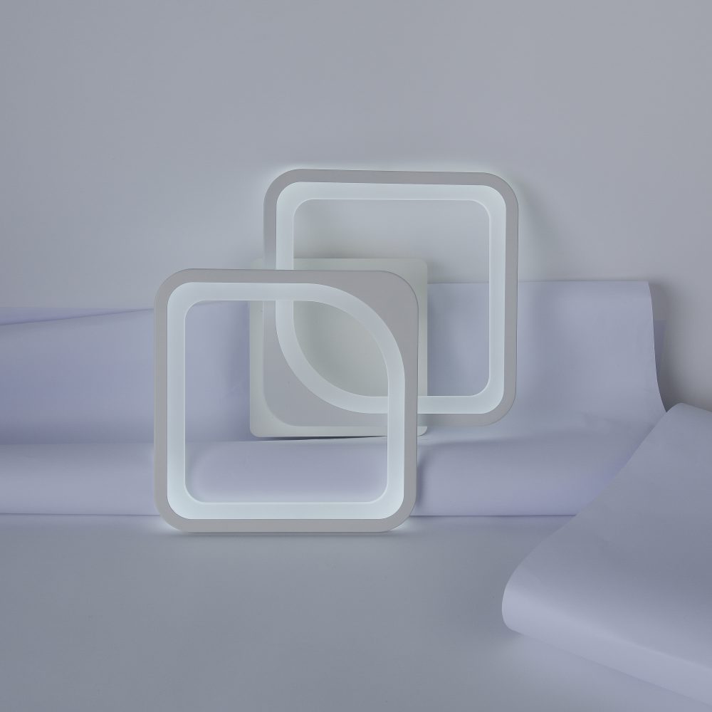 Aplică LED perete 2x16W, pătrată, dimabil, temperatură culoare ajustabilă 3000K-6000K