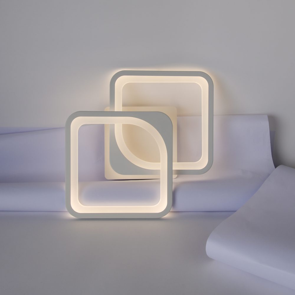 Aplică LED perete 2x16W, pătrată, dimabil, temperatură culoare ajustabilă 3000K-6000K