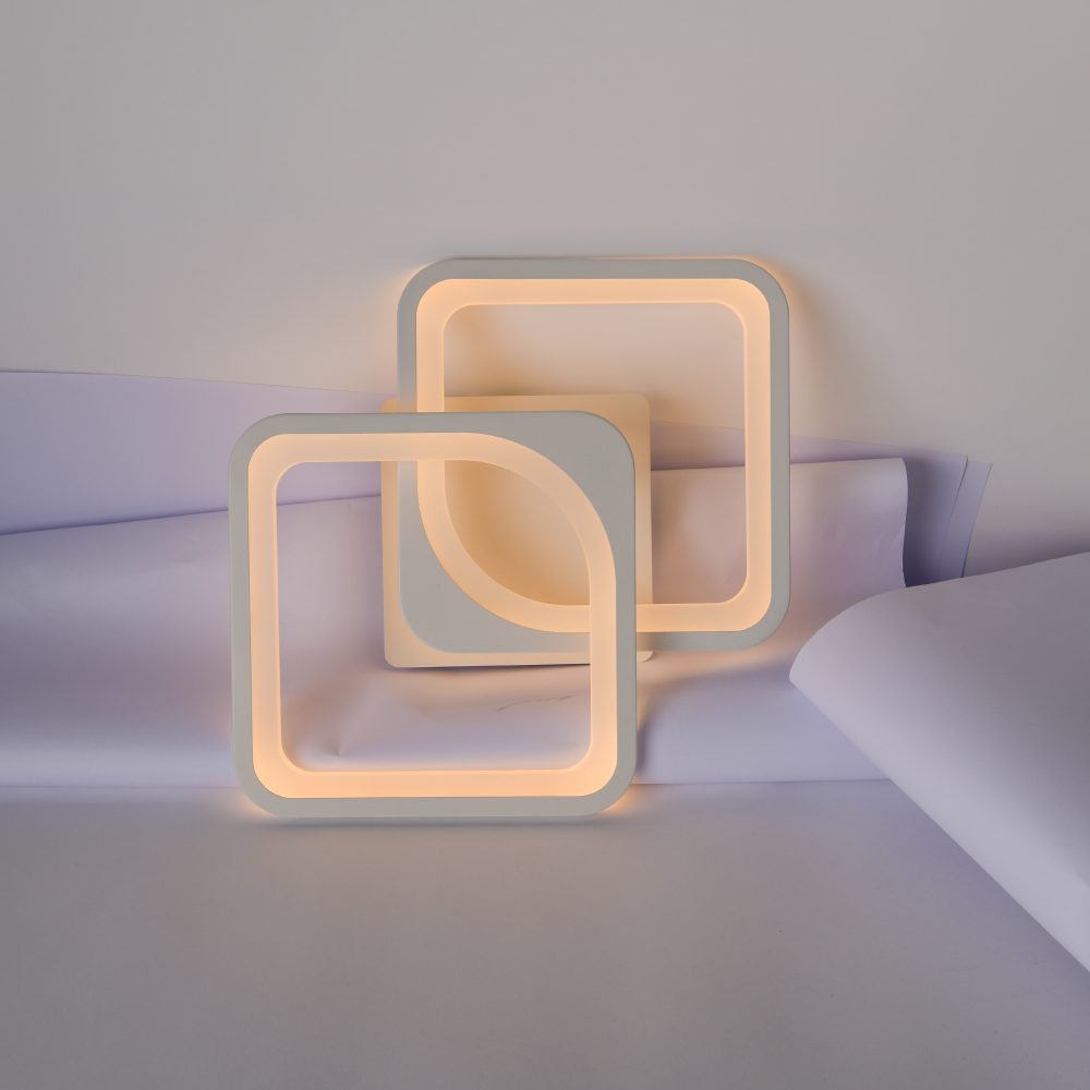 Aplică LED perete 2x16W, pătrată, dimabil, temperatură culoare ajustabilă 3000K-6000K