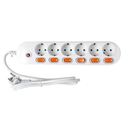 Prelungitor 6 prize, 6 intrerupatoare, 1,5m