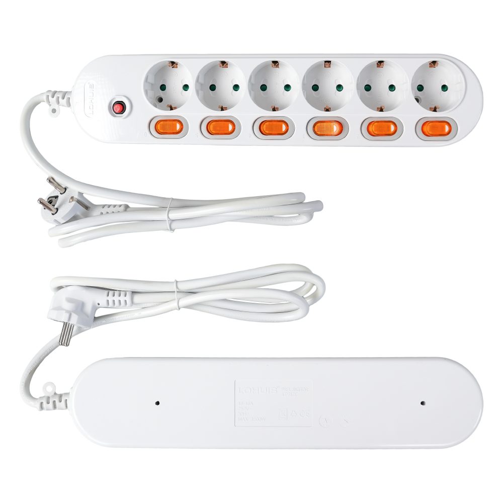 Prelungitor 6 prize, 6 intrerupatoare, 1,5m