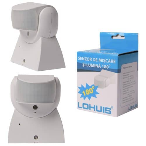 Senzor de miscare si lumina 180° IP65 ST15