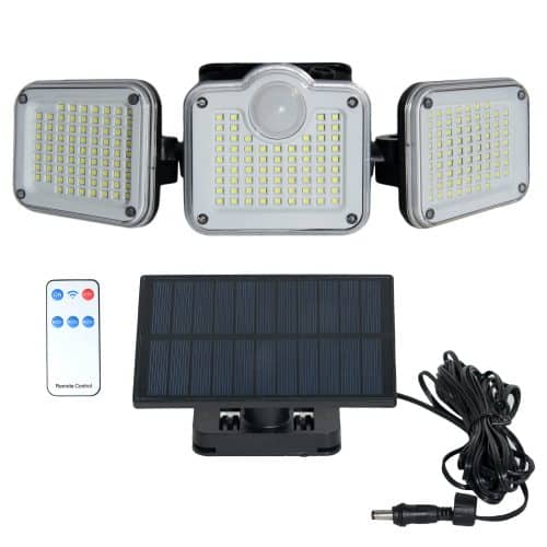 Proiector LED solar 3x5W, cu panou fotovoltaic detasabil, senzor si telecomanda