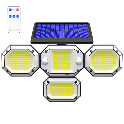 Proiector LED solar 30W, cu 4 reflectoare, senzor si telecomanda