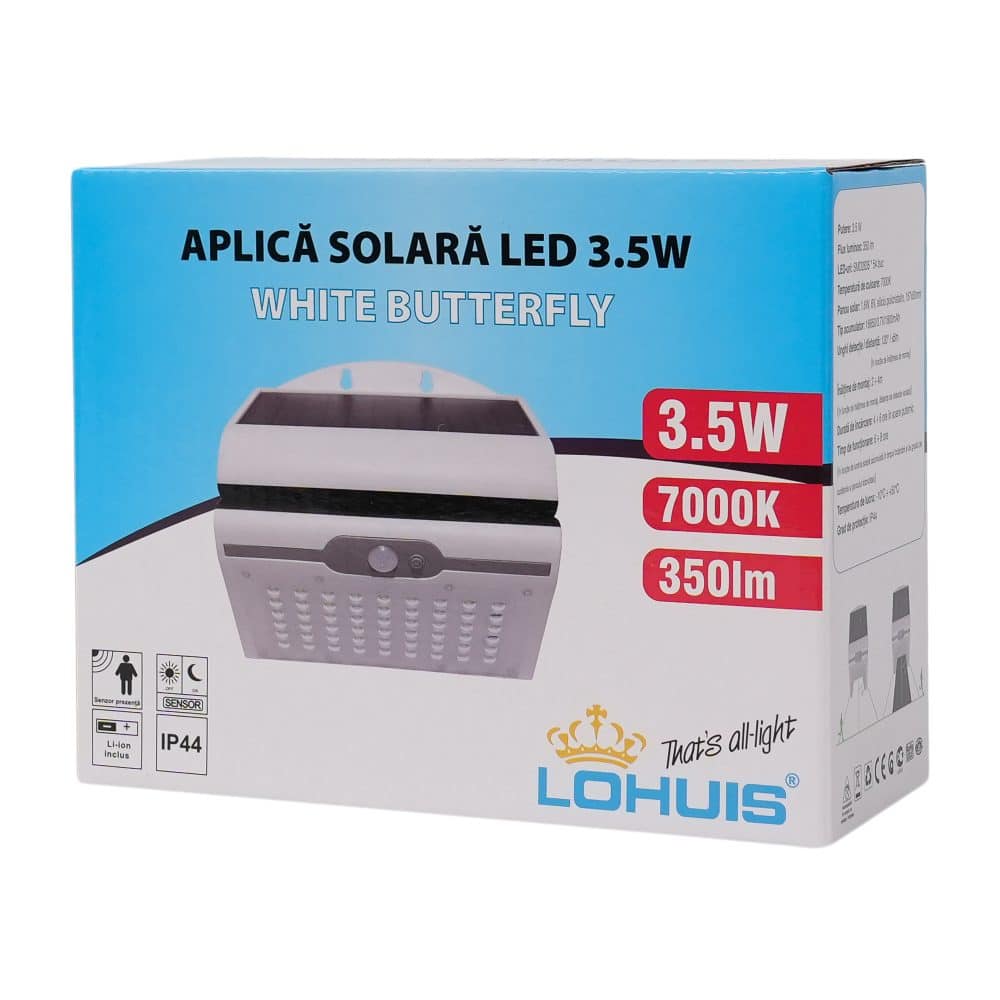 APLICA SOLARA LED 3.5W WHITE BUTTERFLY