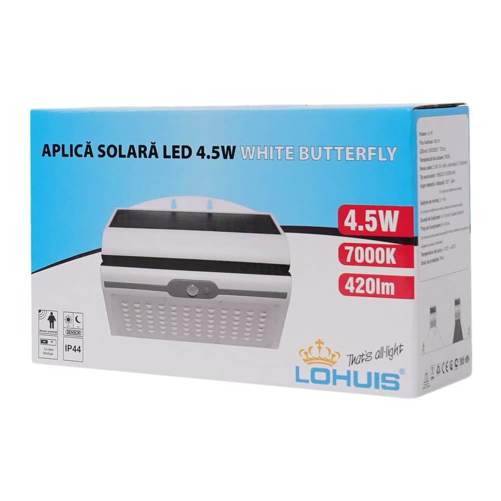 APLICĂ SOLARĂ LED 4.5W WHITE BUTTERFLY