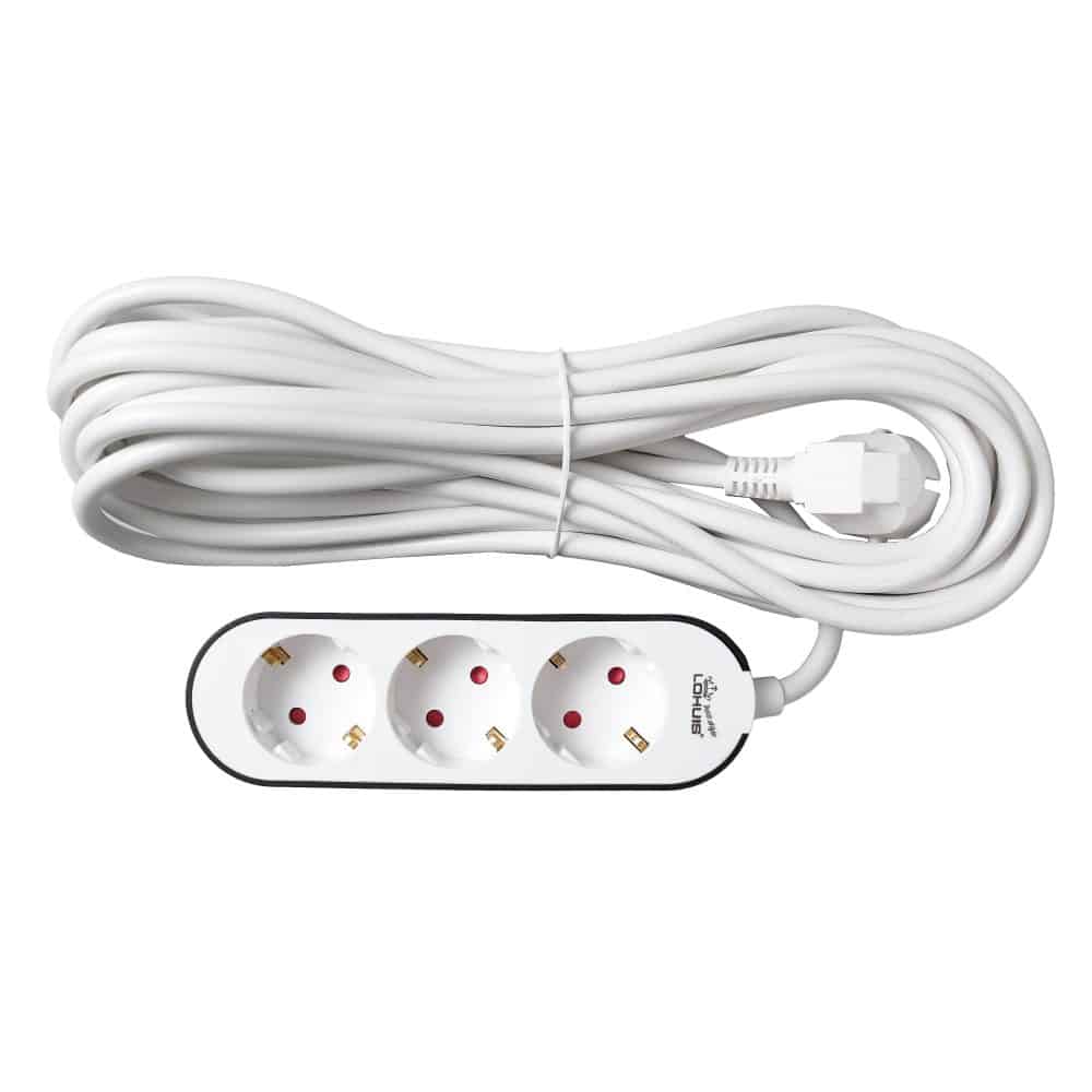 Prelungitor LOHUIS, 3 prize, protecție copii, 3×1.5mm², 7 m