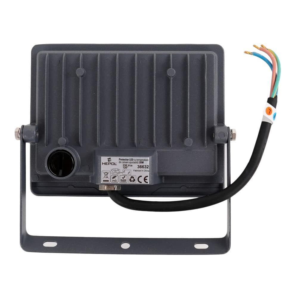 Proiector LED cu temperatura de culoare ajustabila, 30W, IP65, HEPOL