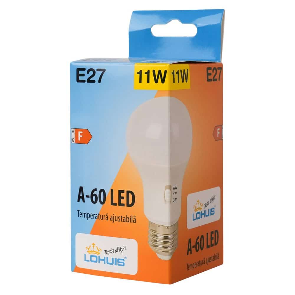 Bec LED cu temperatura de culoare ajustabila A60 11W