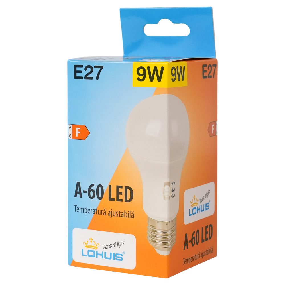 Bec LED cu temperatura de culoare ajustabila A60 9W