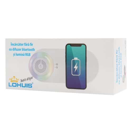 Incarcator fara fir cu difuzor BT si lumina RGB