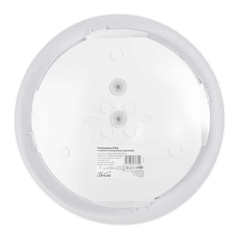Plafoniera IP65 cu putere si temperatura de culoare ajustabile 12/15/18/22W 3000/4000/6000K 100lm/W
