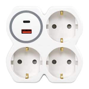 Adaptor 3 prize schuko, 1xUSB-A+1xUSB-C 2.4A A8016 LOHUIS