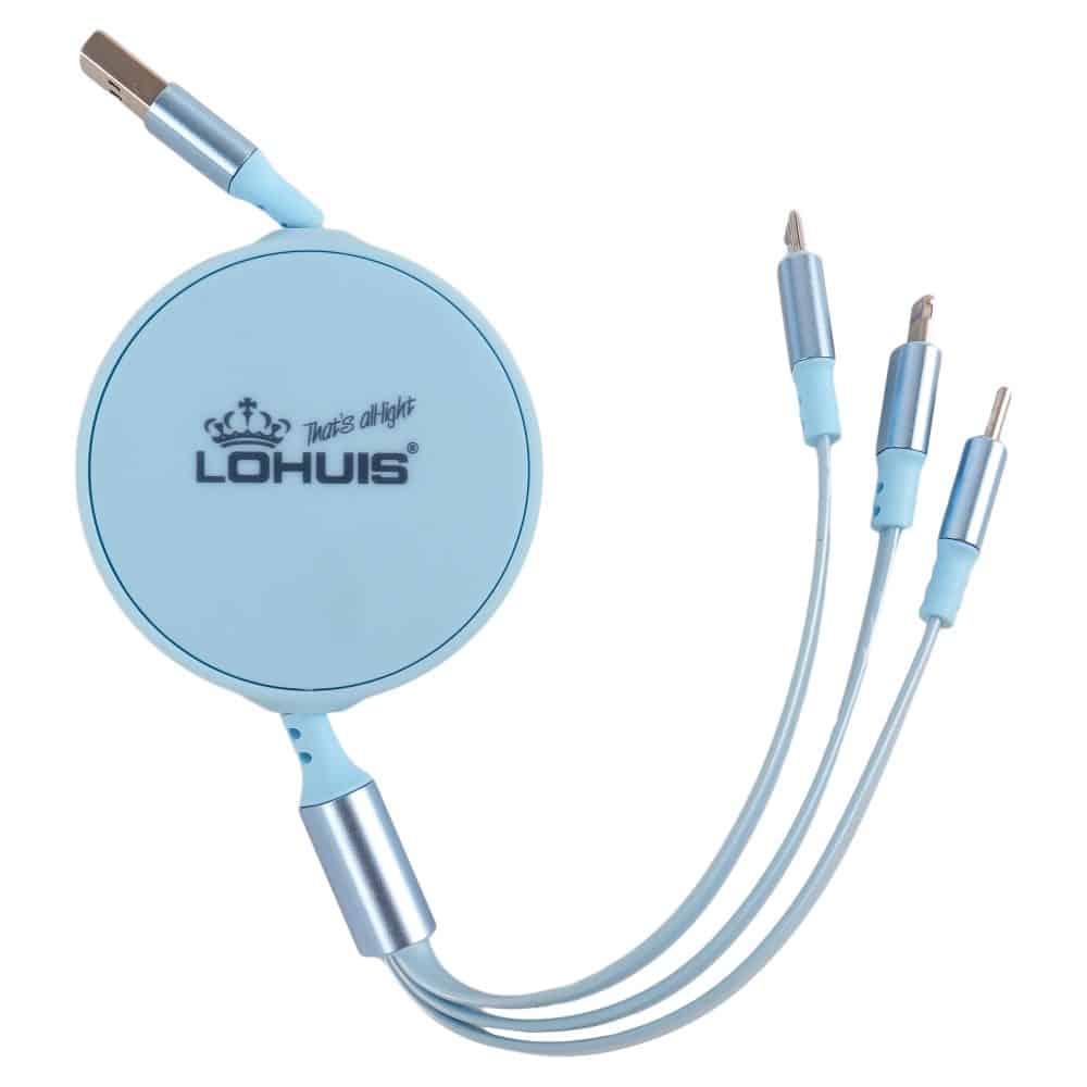 Cablu USB 3in1 1m, USB-C, lighting, micro