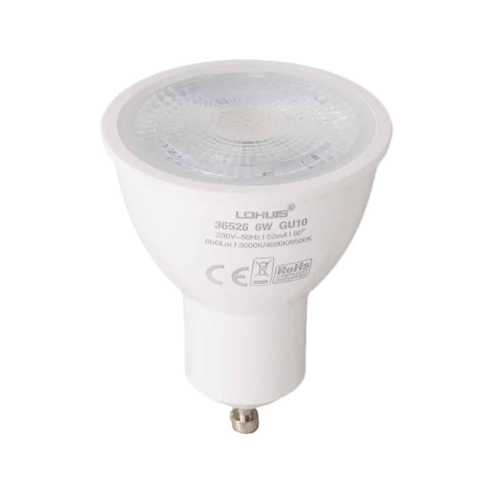 Bec LED cu temperatura de culoare ajustabila GU10 6W -3000K/4000K/6500K